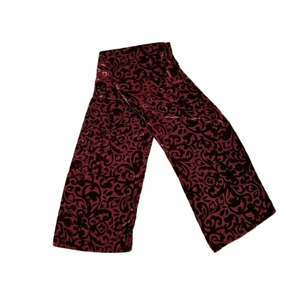 Vintage Velvet Burnout Scarf Wine burgundy Classic Boho Equestrian Timeless